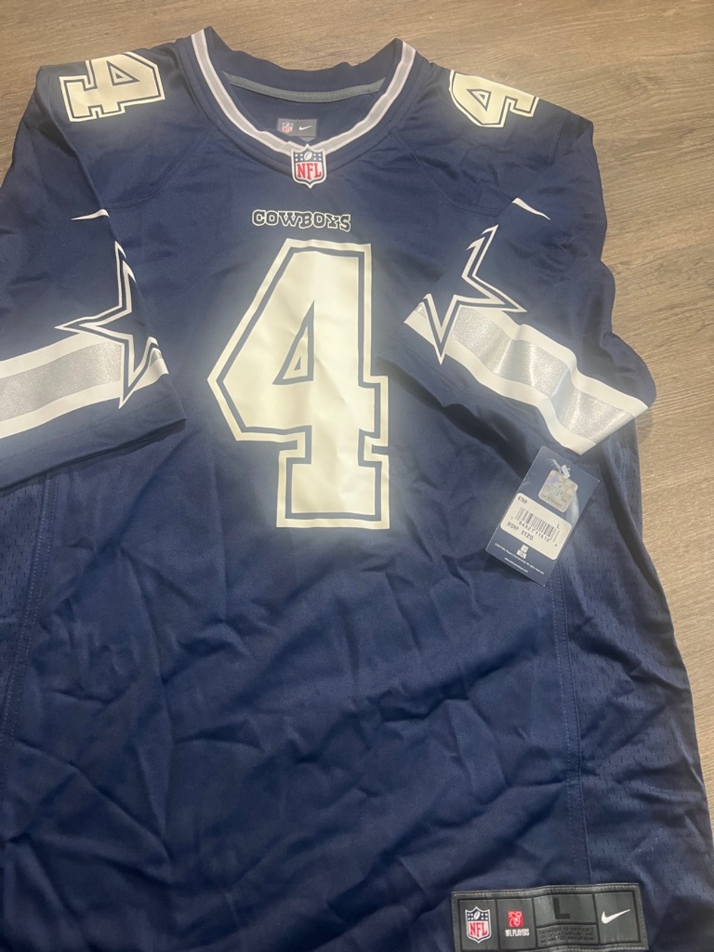 Nike Dallas Cowboys #4 Navy and White Football Jersey